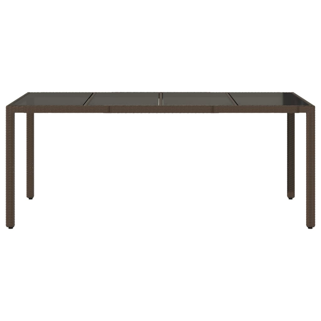 vidaXL Gartentisch mit Glasplatte Braun 190x90x75 cm Poly Rattan