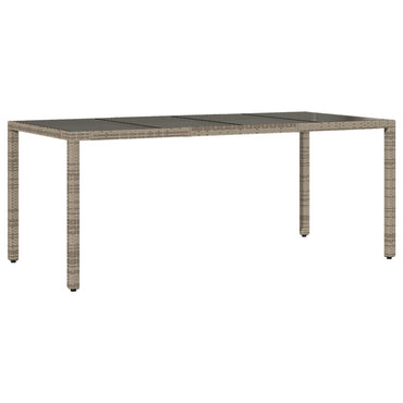 vidaXL Table de jardin avec plateau en verre Gris 190x90x75 cm Résine tressée