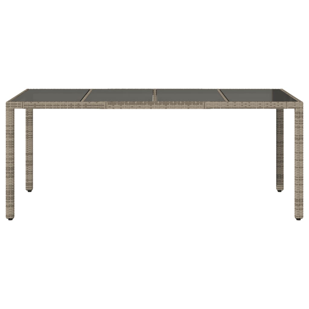 vidaXL Table de jardin avec plateau en verre Gris 190x90x75 cm Résine tressée
