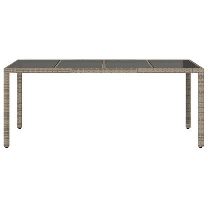 vidaXL Table de jardin avec plateau en verre Gris 190x90x75 cm Résine tressée