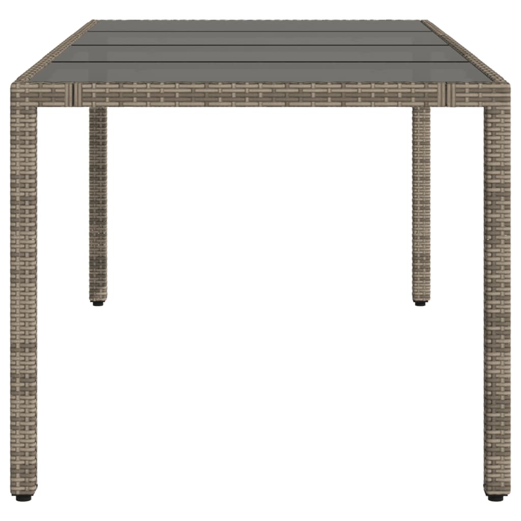vidaXL Table de jardin avec plateau en verre Gris 190x90x75 cm Résine tressée