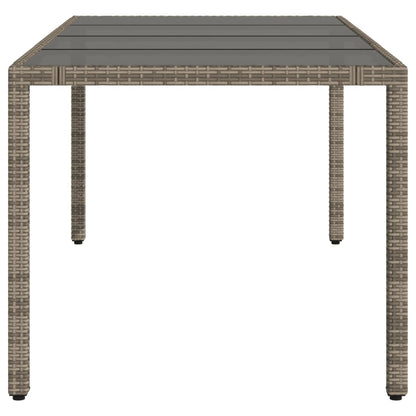 vidaXL Table de jardin avec plateau en verre Gris 190x90x75 cm Résine tressée