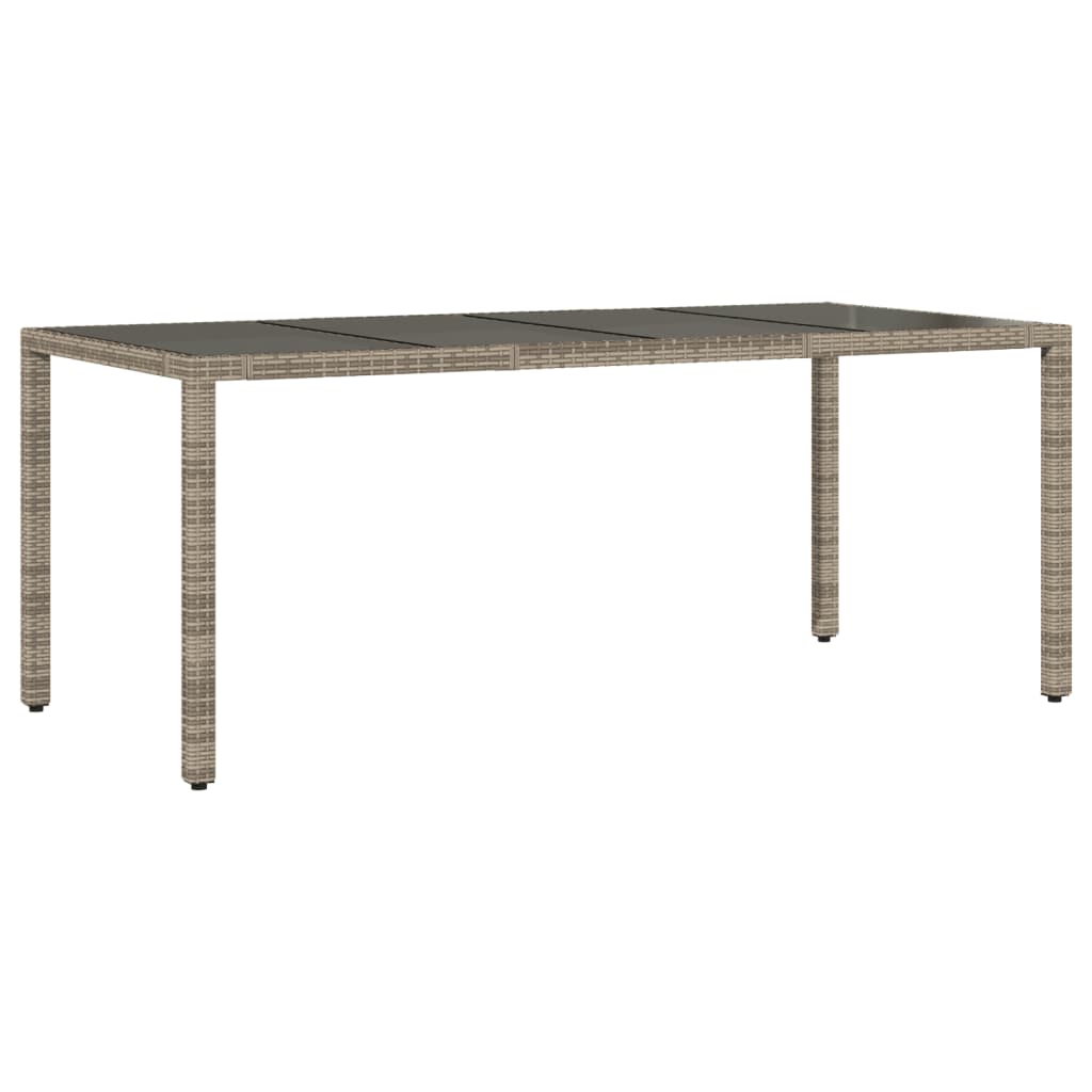 vidaXL Table de jardin avec plateau en verre Gris 190x90x75 cm Résine tressée