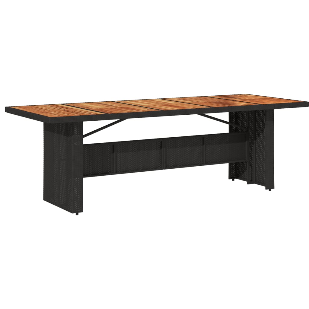 vidaXL Gartentisch mit Holzplatte Schwarz 240x90x75 cm Poly Rattan