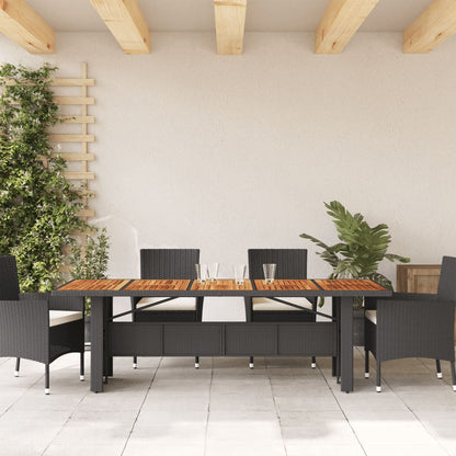 vidaXL Gartentisch mit Holzplatte Schwarz 240x90x75 cm Poly Rattan
