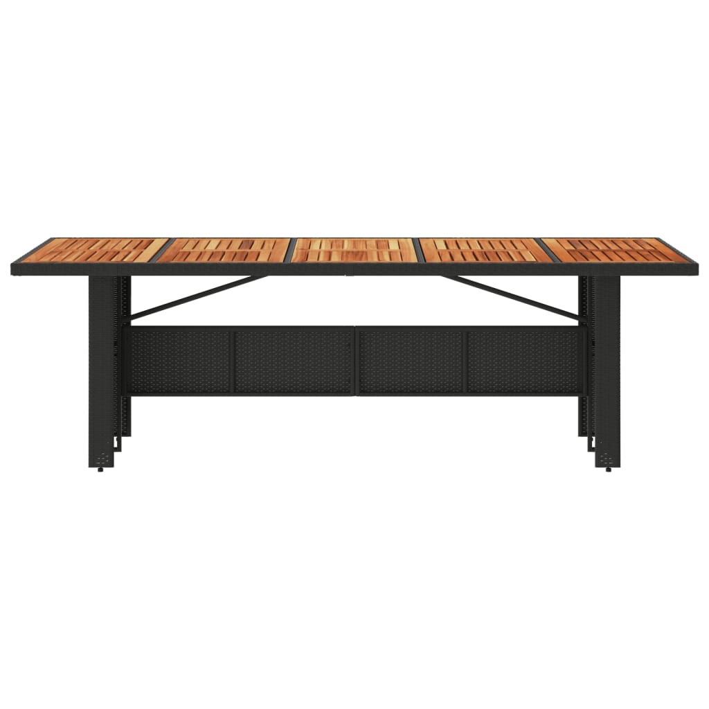 vidaXL Gartentisch mit Holzplatte Schwarz 240x90x75 cm Poly Rattan