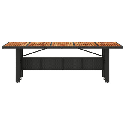 vidaXL Gartentisch mit Holzplatte Schwarz 240x90x75 cm Poly Rattan