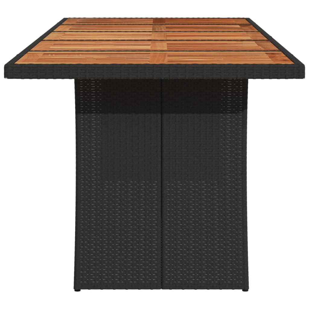 vidaXL Gartentisch mit Holzplatte Schwarz 240x90x75 cm Poly Rattan
