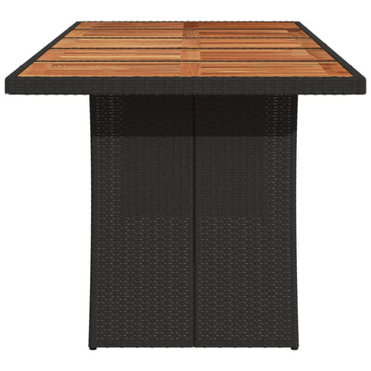 vidaXL Gartentisch mit Holzplatte Schwarz 240x90x75 cm Poly Rattan