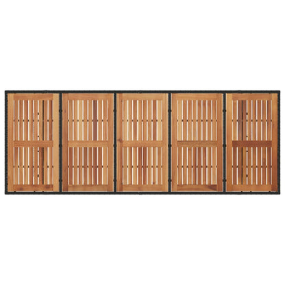 vidaXL Gartentisch mit Holzplatte Schwarz 240x90x75 cm Poly Rattan