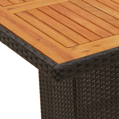 vidaXL Gartentisch mit Holzplatte Schwarz 240x90x75 cm Poly Rattan