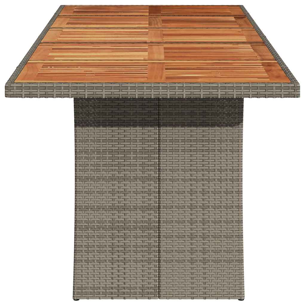 vidaXL Gartentisch mit Akazienholz-Platte Grau 240x90x75cm Poly Rattan