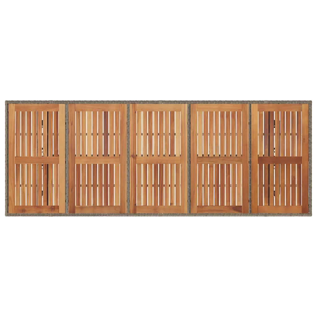 vidaXL Gartentisch mit Akazienholz-Platte Grau 240x90x75cm Poly Rattan