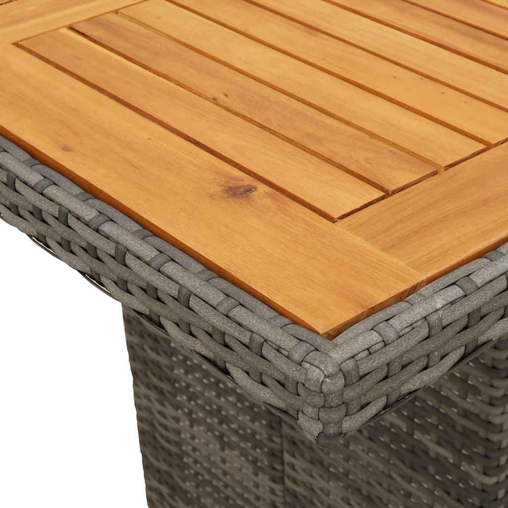 vidaXL Gartentisch mit Akazienholz-Platte Grau 240x90x75cm Poly Rattan