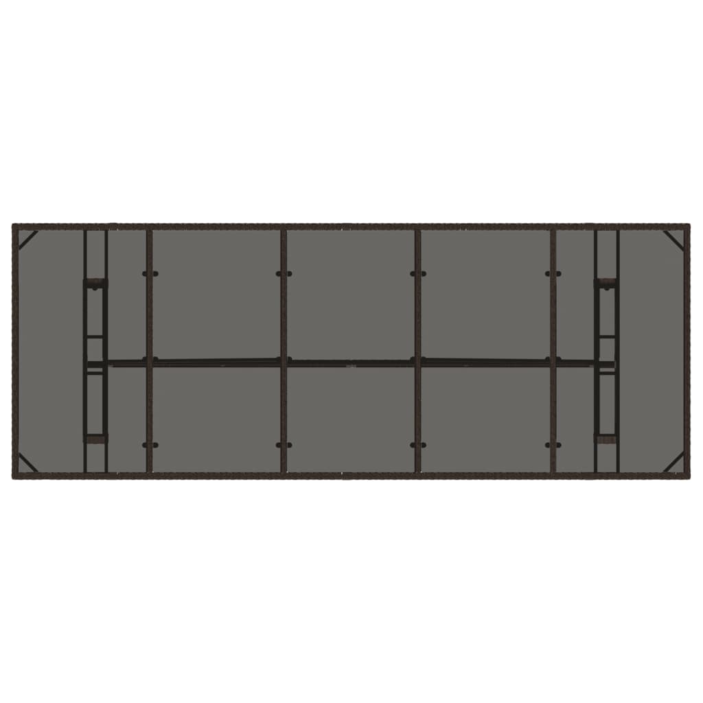 vidaXL Gartentisch mit Glasplatte Braun 240x90x75 cm Poly Rattan
