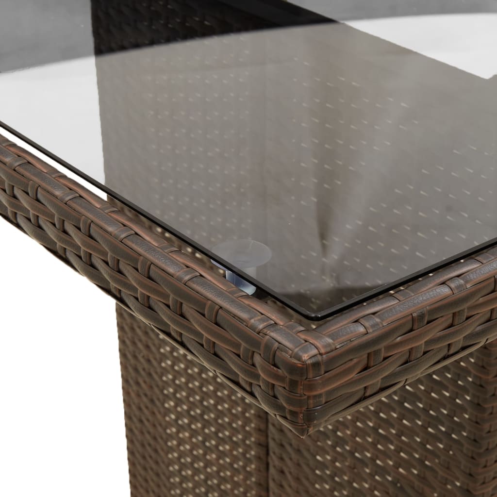vidaXL Gartentisch mit Glasplatte Braun 240x90x75 cm Poly Rattan
