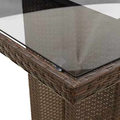 vidaXL Gartentisch mit Glasplatte Braun 240x90x75 cm Poly Rattan