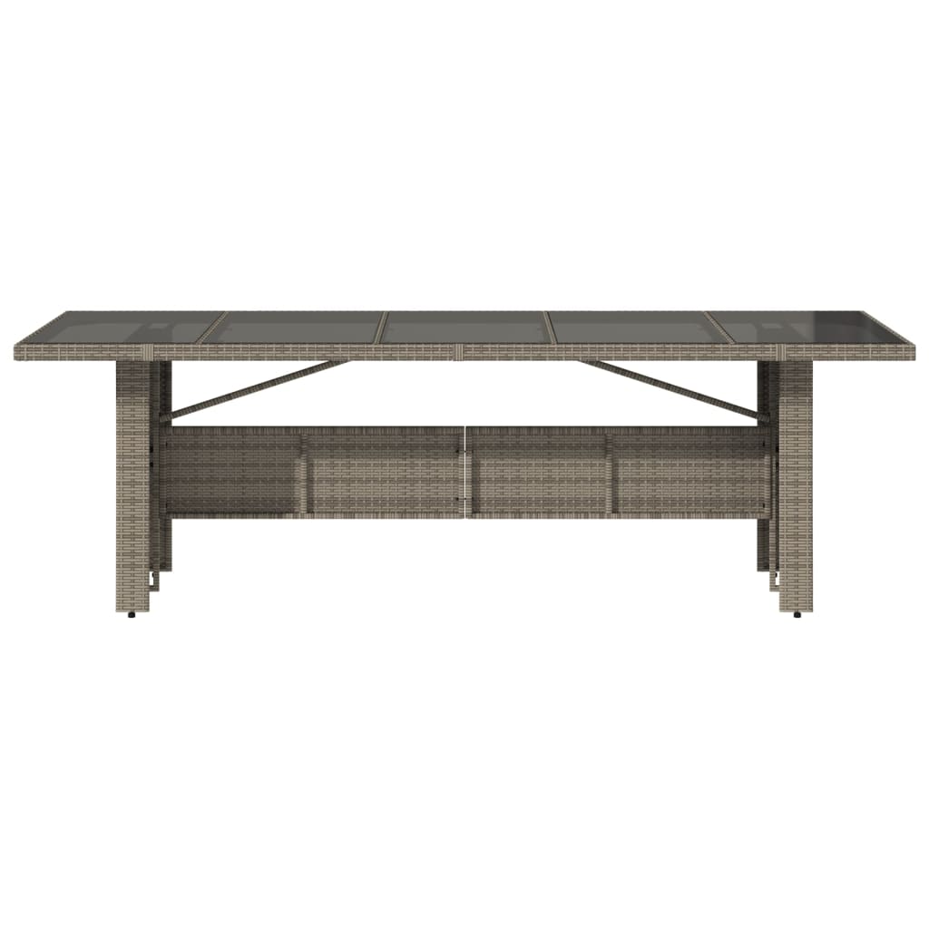 vidaXL Table de jardin avec plateau en verre gris 240x90x75 cm résine tressée
