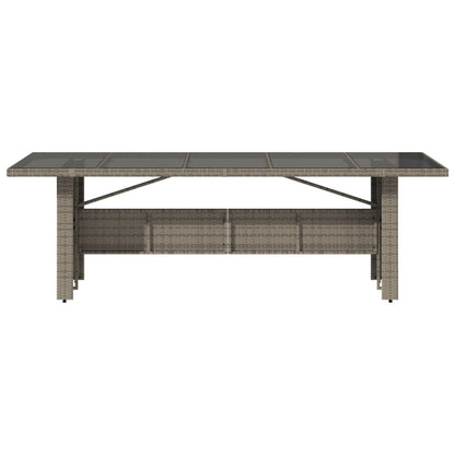 vidaXL Table de jardin avec plateau en verre gris 240x90x75 cm résine tressée