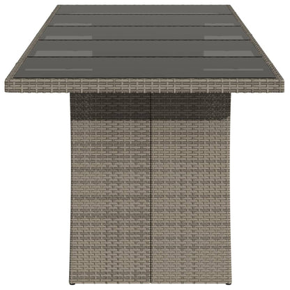 vidaXL Table de jardin avec plateau en verre gris 240x90x75 cm résine tressée