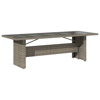vidaXL Table de jardin avec plateau en verre gris 240x90x75 cm résine tressée