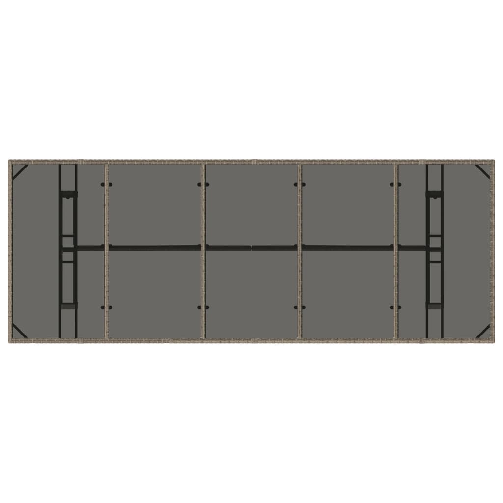 vidaXL Table de jardin avec plateau en verre gris 240x90x75 cm résine tressée