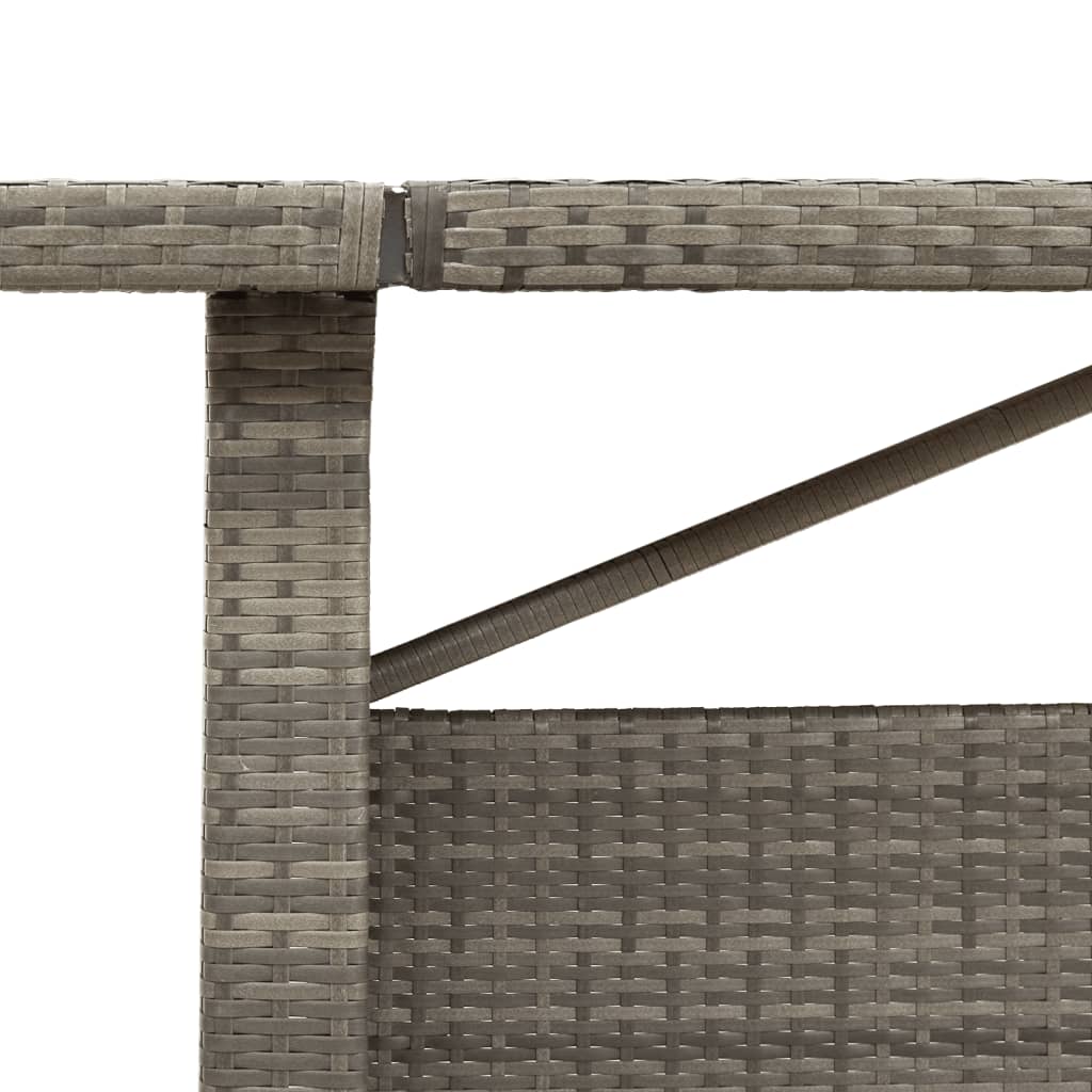 vidaXL Table de jardin avec plateau en verre gris 240x90x75 cm résine tressée