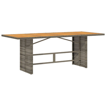 vidaXL Table de jardin avec plateau en bois d'acacia Gris 190x80x75cm Rotin PE