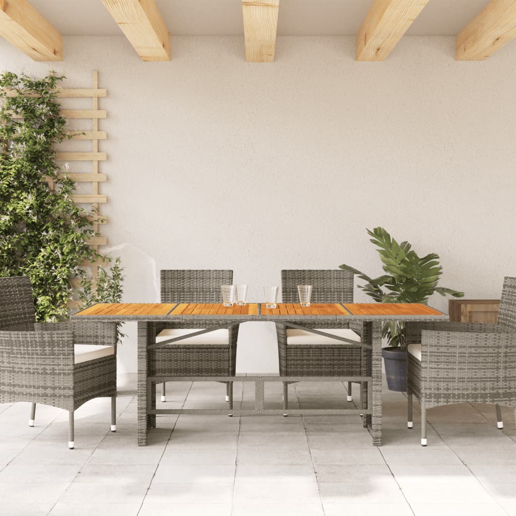 vidaXL Table de jardin avec plateau en bois d'acacia Gris 190x80x75cm Rotin PE