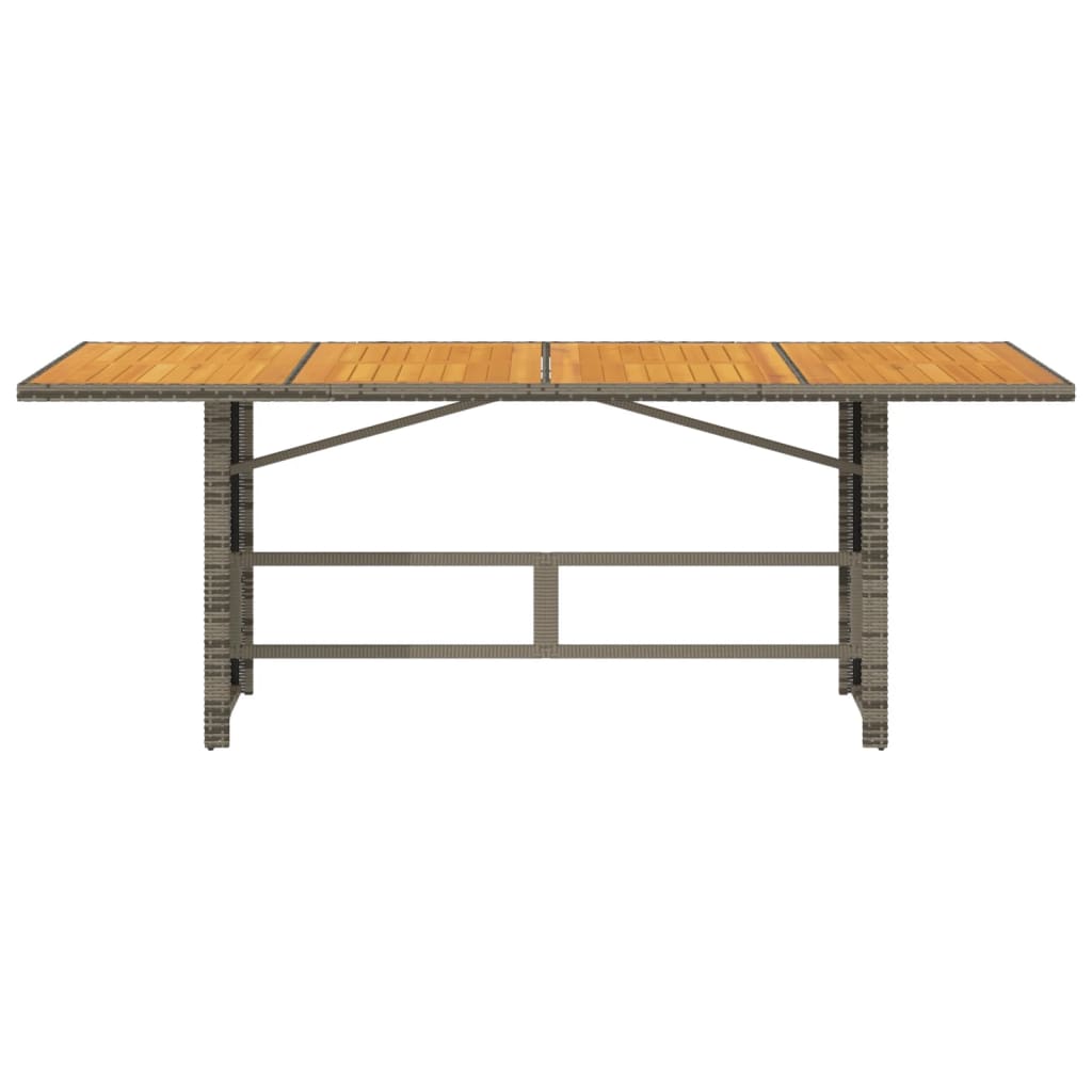 vidaXL Table de jardin avec plateau en bois d'acacia Gris 190x80x75cm Rotin PE