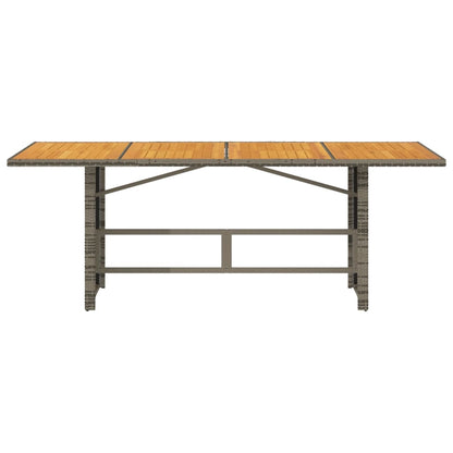 vidaXL Table de jardin avec plateau en bois d'acacia Gris 190x80x75cm Rotin PE