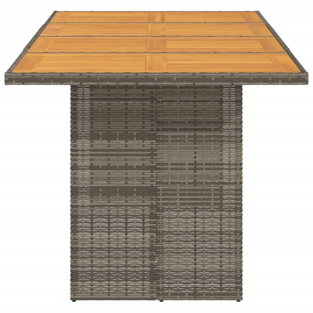 vidaXL Table de jardin avec plateau en bois d'acacia Gris 190x80x75cm Rotin PE