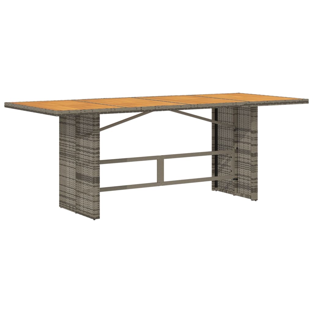 vidaXL Table de jardin avec plateau en bois d'acacia Gris 190x80x75cm Rotin PE