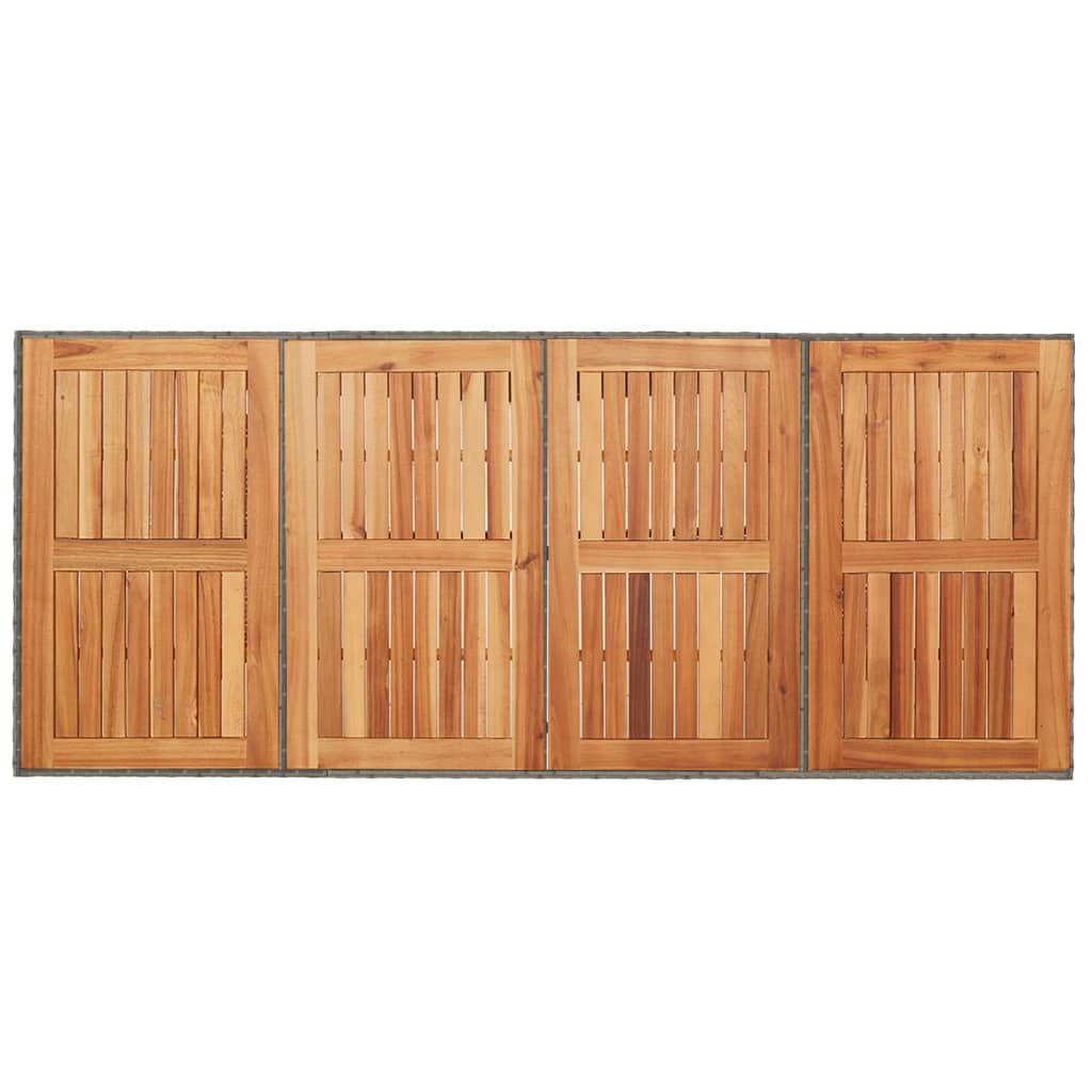 vidaXL Table de jardin avec plateau en bois d'acacia Gris 190x80x75cm Rotin PE