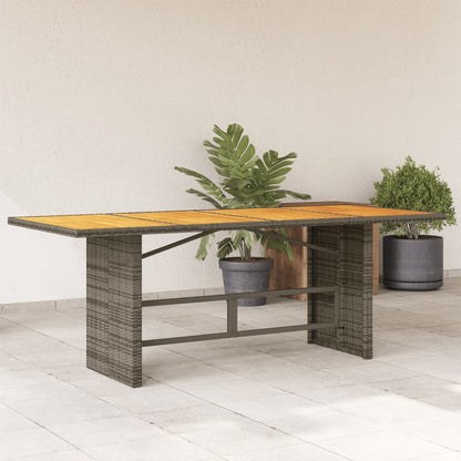 vidaXL Table de jardin avec plateau en bois d'acacia Gris 190x80x75cm Rotin PE