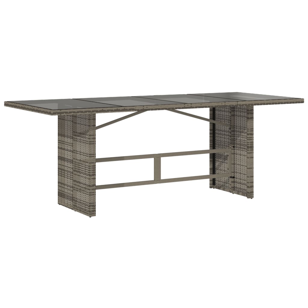 vidaXL Table de jardin avec plateau en verre Gris 190x80x75 cm Résine tressée