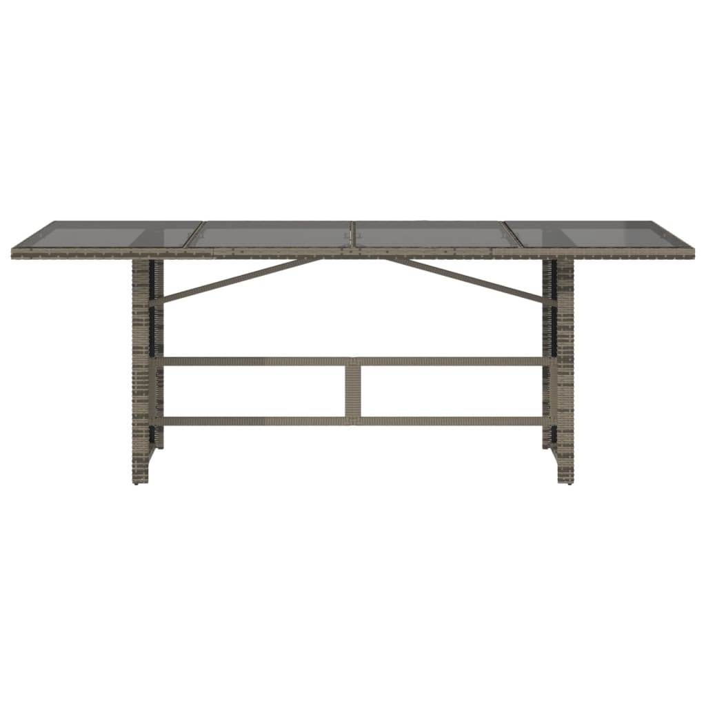 vidaXL Table de jardin avec plateau en verre Gris 190x80x75 cm Résine tressée