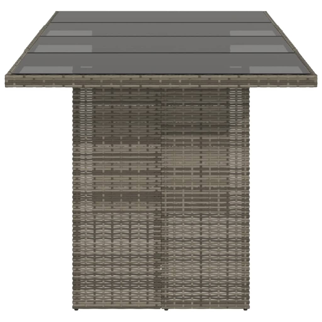 vidaXL Table de jardin avec plateau en verre Gris 190x80x75 cm Résine tressée