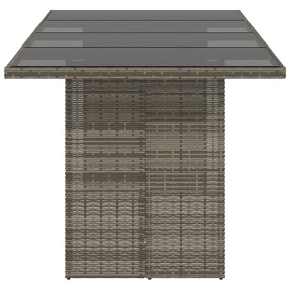 vidaXL Table de jardin avec plateau en verre Gris 190x80x75 cm Résine tressée