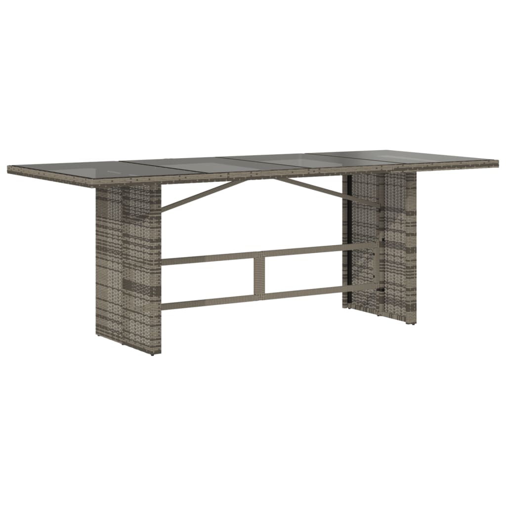 vidaXL Table de jardin avec plateau en verre Gris 190x80x75 cm Résine tressée