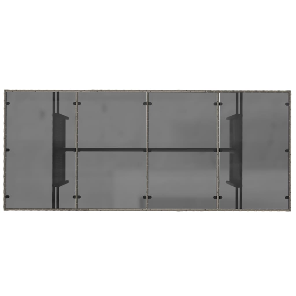 vidaXL Table de jardin avec plateau en verre Gris 190x80x75 cm Résine tressée
