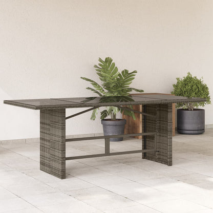 vidaXL Table de jardin avec plateau en verre Gris 190x80x75 cm Résine tressée