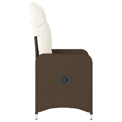 vidaXL Gartensessel Verstellbar mit Kissen Braun Poly Rattan
