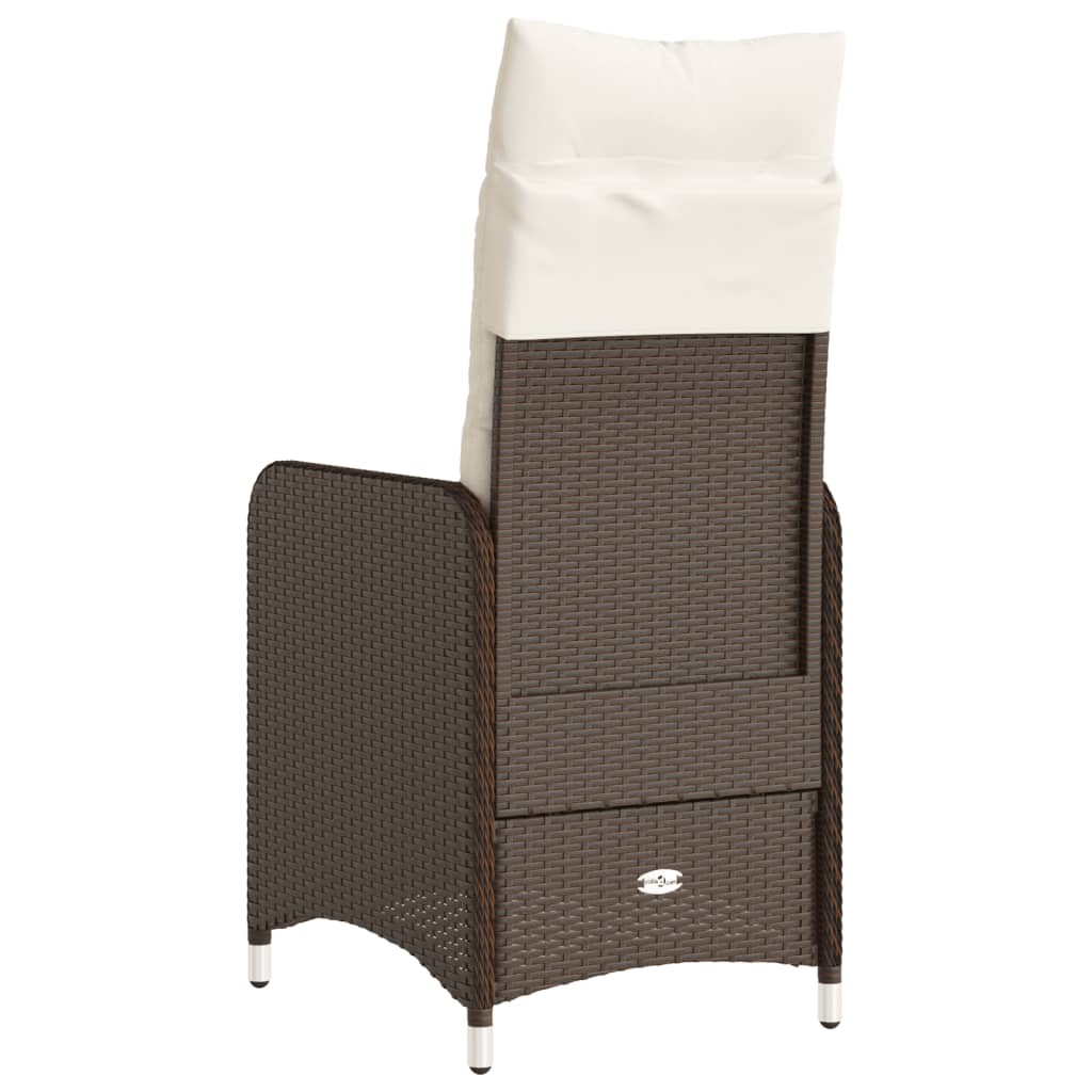 vidaXL Gartensessel Verstellbar mit Kissen Braun Poly Rattan