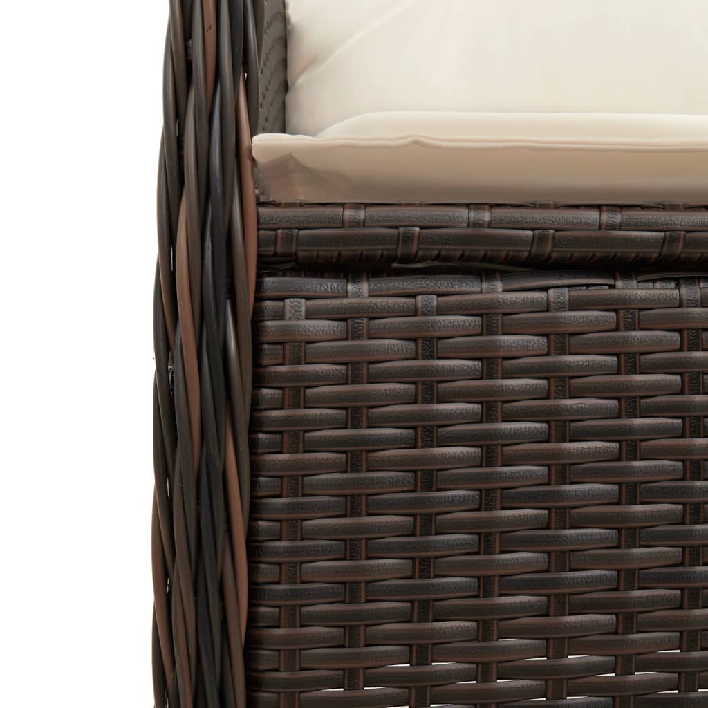 vidaXL Gartensessel Verstellbar mit Kissen Braun Poly Rattan