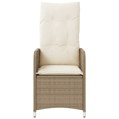 vidaXL Gartensessel mit Kissen Verstellbar Beige Poly Rattan