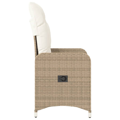 vidaXL Gartensessel mit Kissen Verstellbar Beige Poly Rattan
