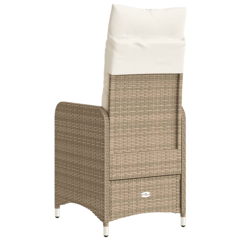 vidaXL Gartensessel mit Kissen Verstellbar Beige Poly Rattan