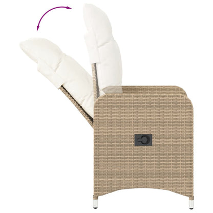vidaXL Gartensessel mit Kissen Verstellbar Beige Poly Rattan