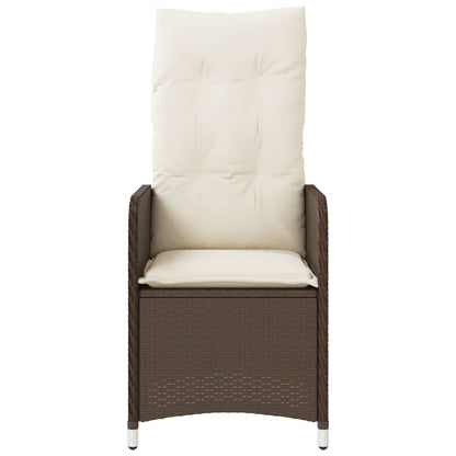 vidaXL Gartensessel mit Kissen 2 Stk. Verstellbar Braun Poly Rattan